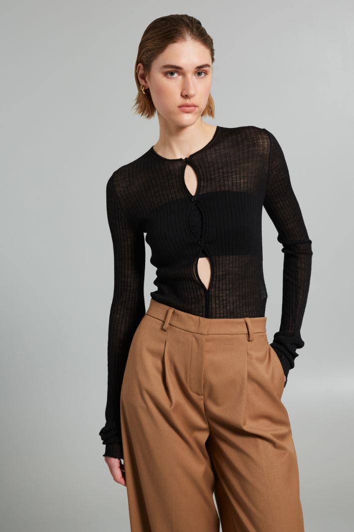 Body leggero con bottoni - NERO - Fashion Market - 2