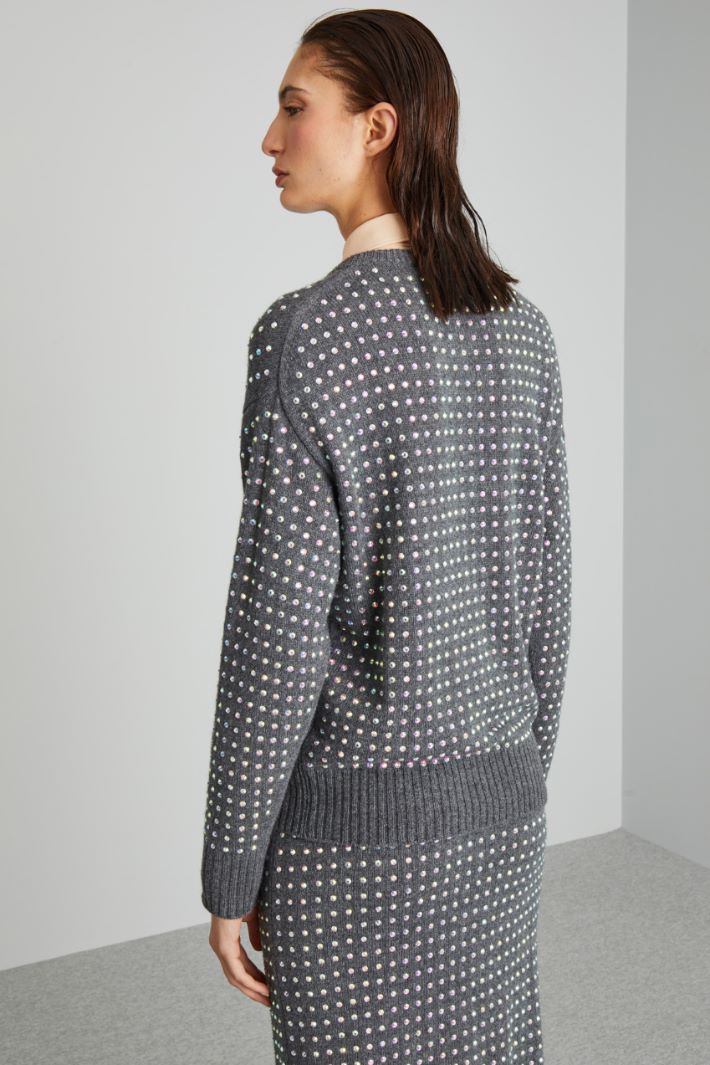 Maglia con strass all over - GRIGIO - Fashion Market - 4