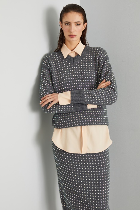 Maglia con strass all over - Fashion Market