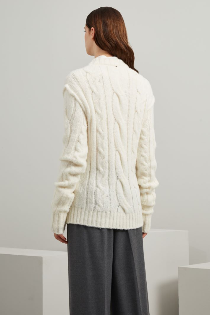 Maglia a trecce in alpaca - BIANCO PANNA - Fashion Market - 4