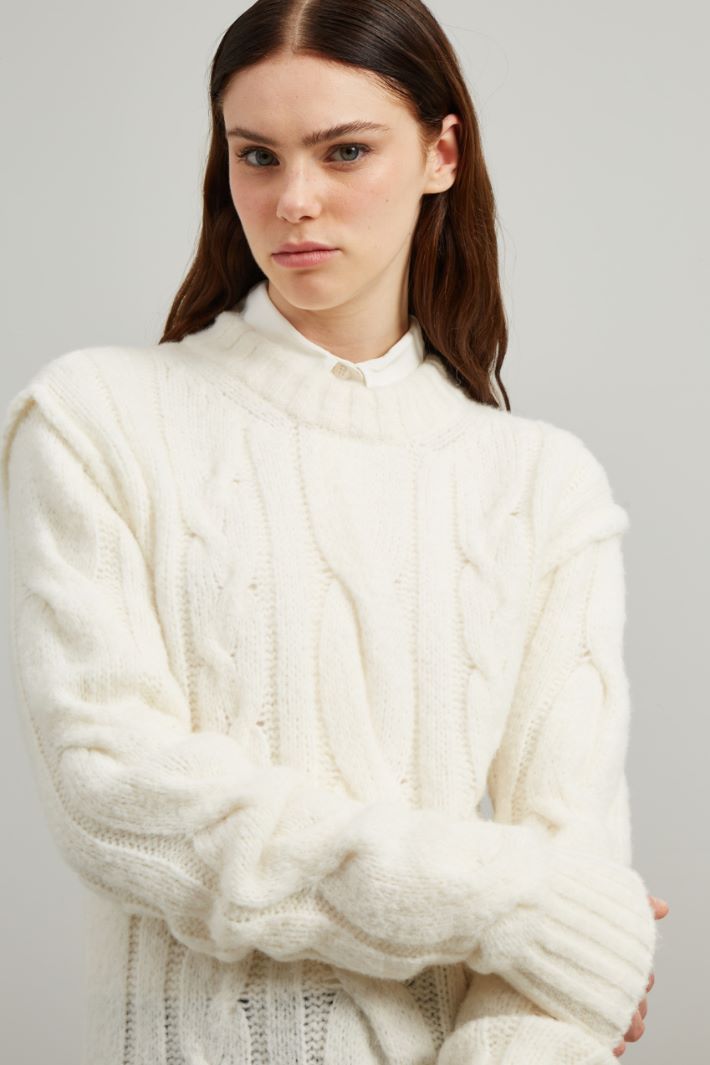 Maglia a trecce in alpaca - BIANCO PANNA - Fashion Market - 3