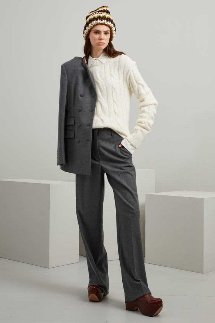 Maglia a trecce in alpaca - BIANCO PANNA - Fashion Market