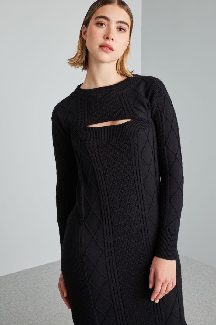 Abito 2 pezzi in maglia - NERO - Fashion Market - 2