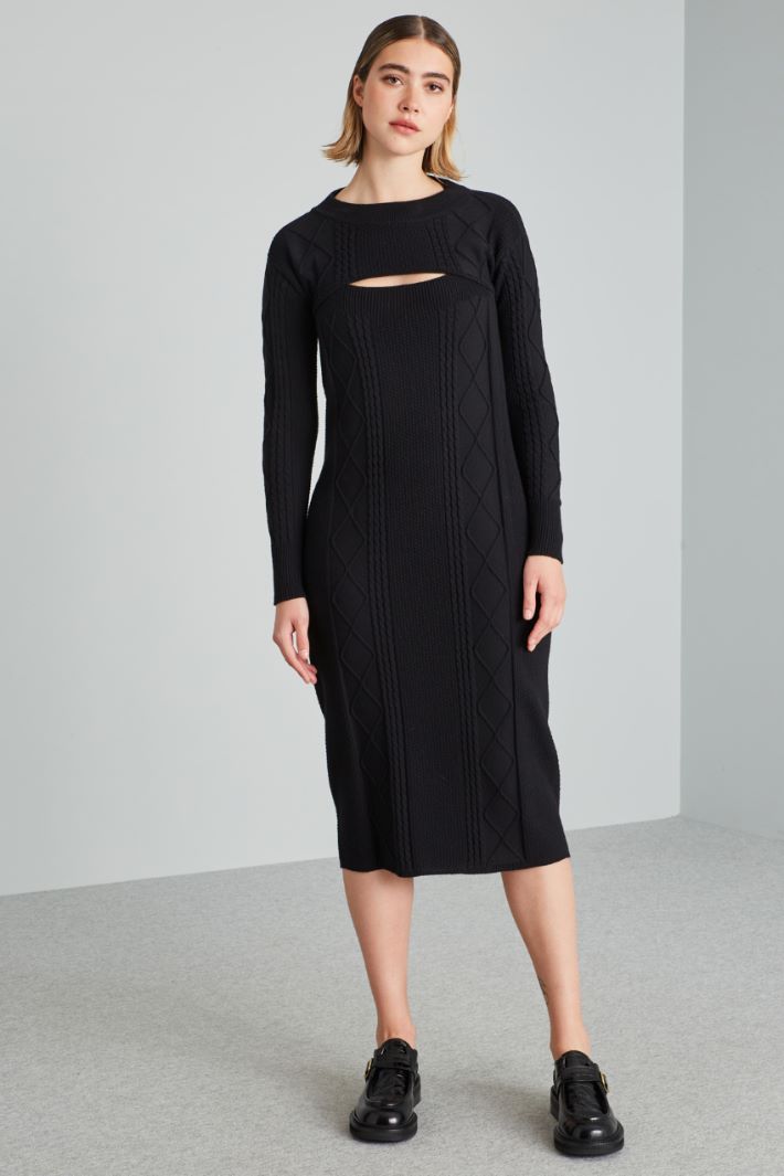 Abito 2 pezzi in maglia - NERO - Fashion Market - 3