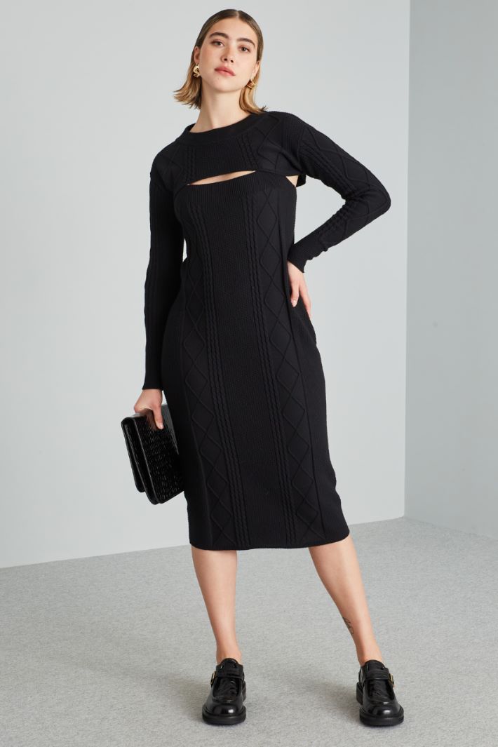 Abito 2 pezzi in maglia - NERO - Fashion Market