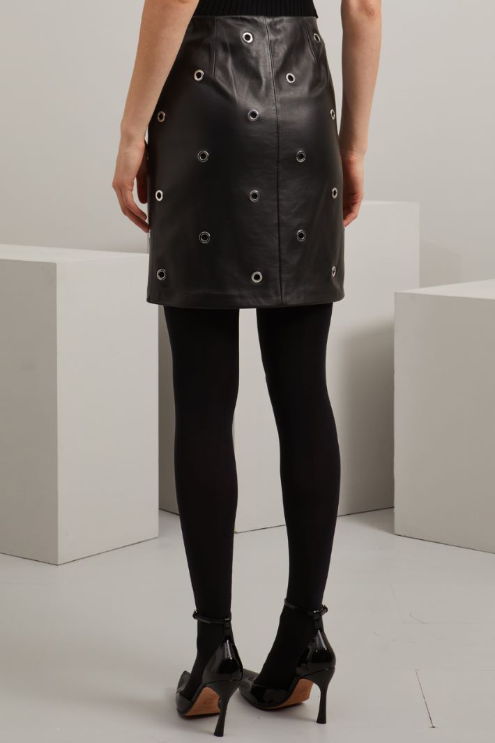 Gonna corta con occhielli - NERO ARGENTO - Fashion Market - 4