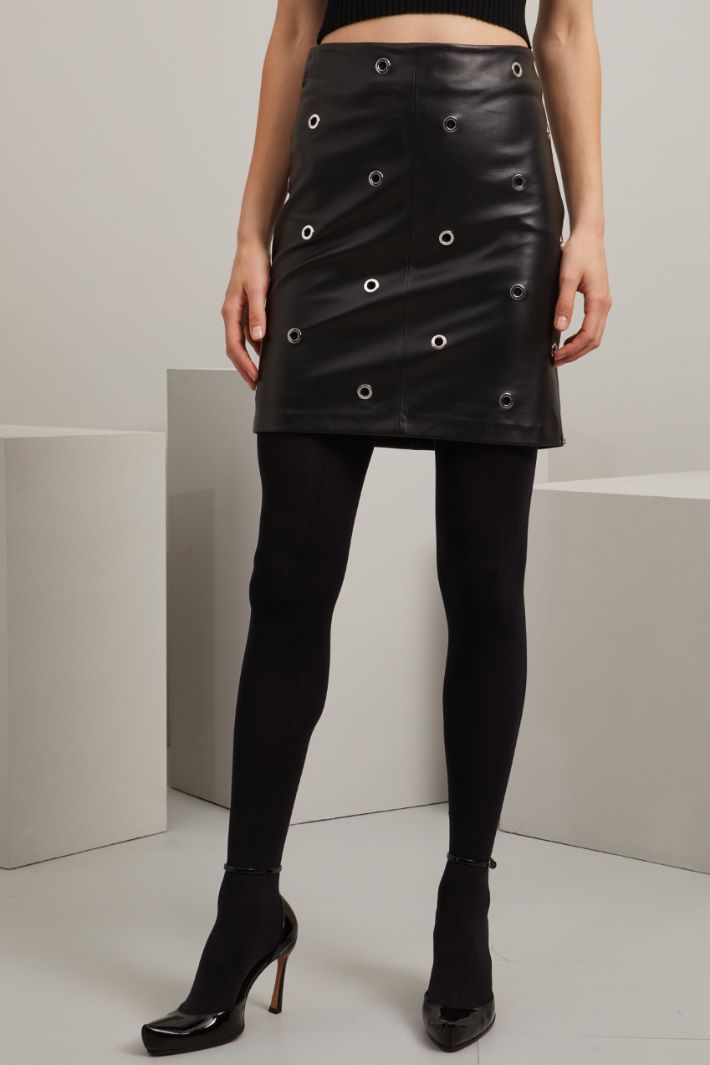 Gonna corta con occhielli - NERO ARGENTO - Fashion Market - 2
