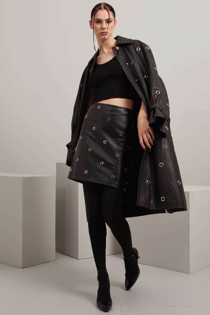 Gonna corta con occhielli - NERO ARGENTO - Fashion Market