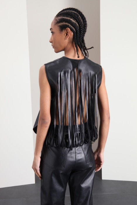 Top in nappa con frange - Fashion Market
