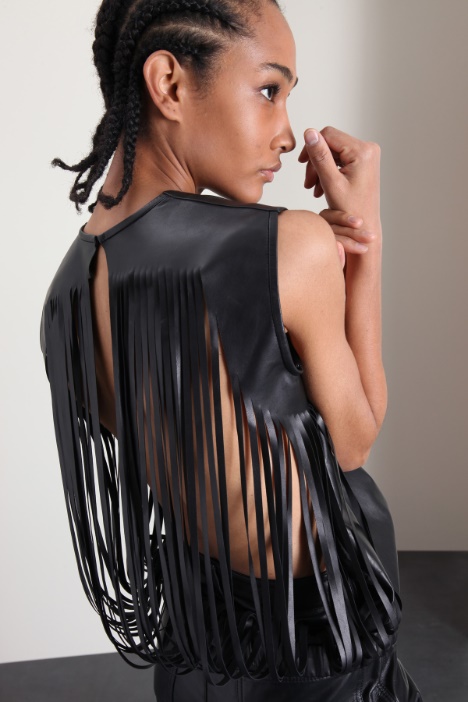 Top in nappa con frange - Fashion Market