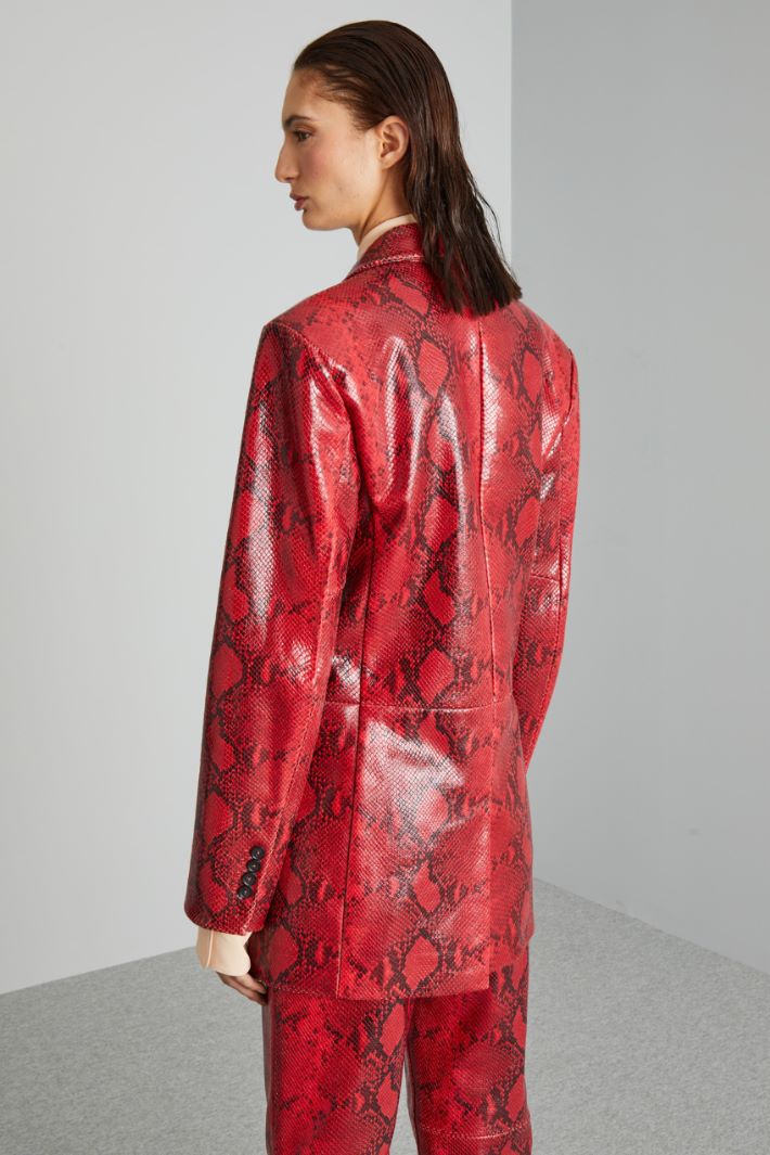 Blazer in pelle stampa pitone - ROSSO NERO - Fashion Market - 4