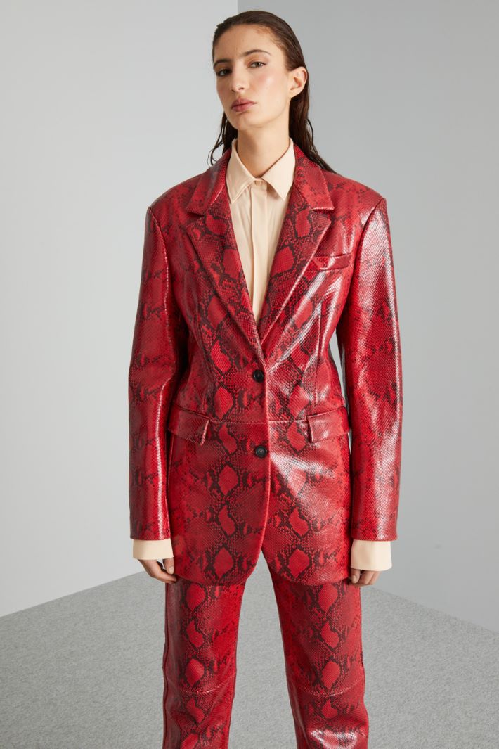 Blazer in pelle stampa pitone - ROSSO NERO - Fashion Market - 2