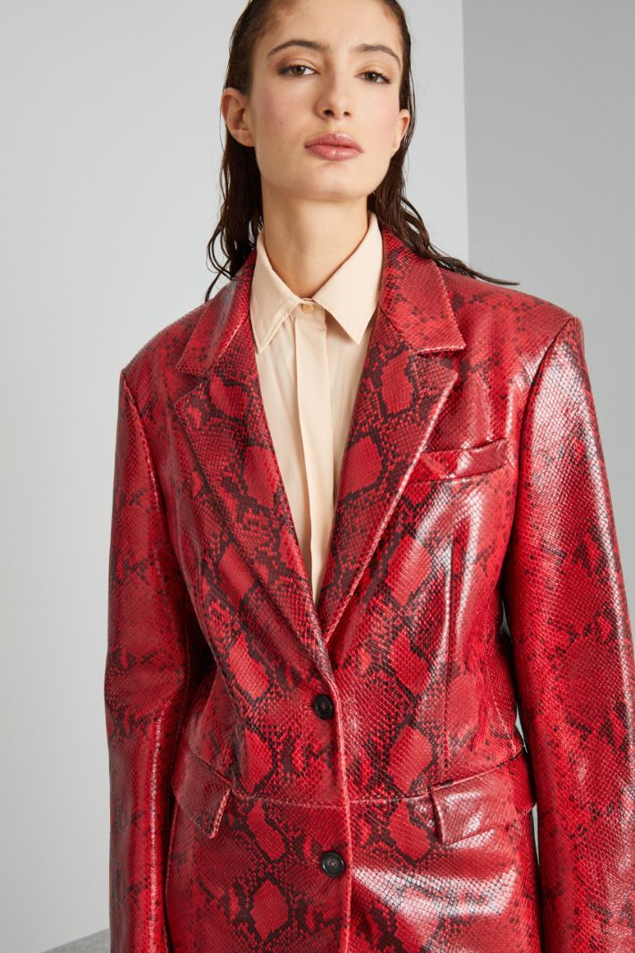 Blazer in pelle stampa pitone - ROSSO NERO - Fashion Market - 3