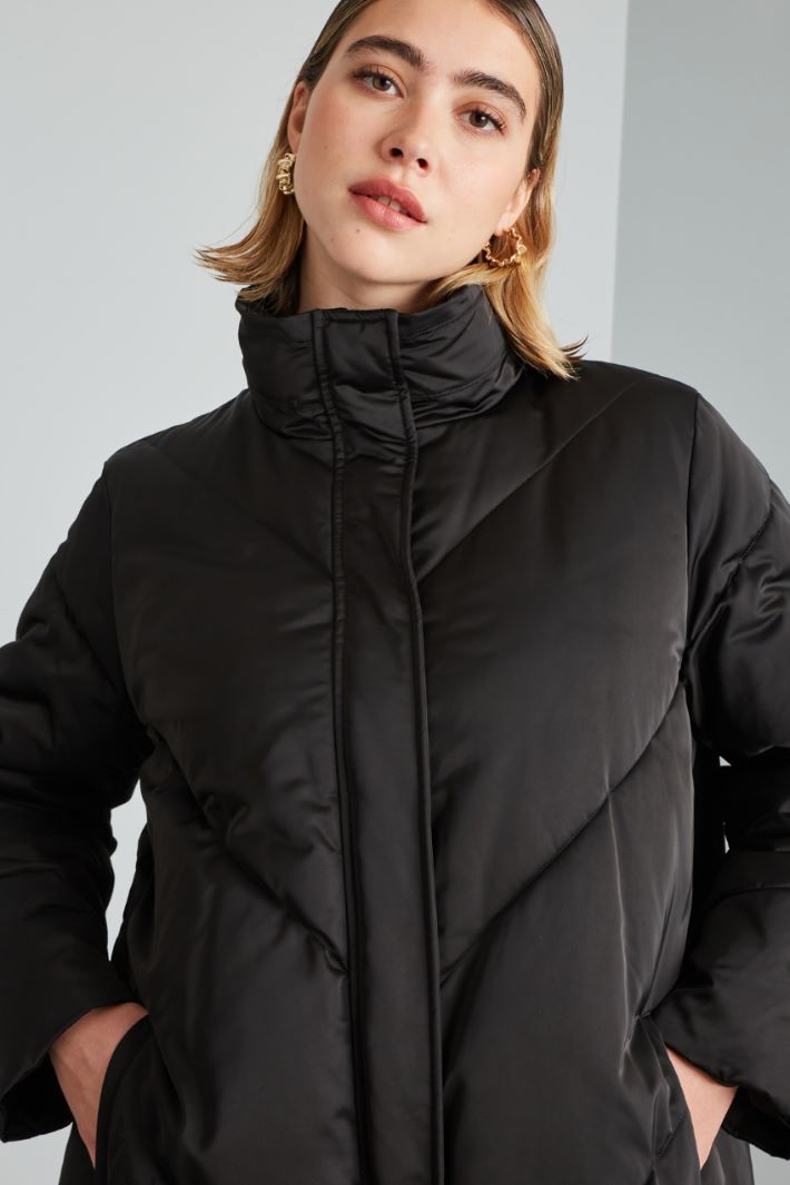 Imbottito con collo in pelo - NERO - Fashion Market - 3