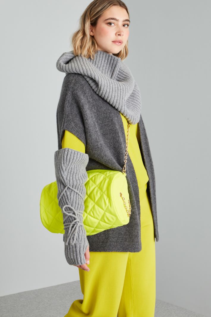 Borsa a cilindro in raso - GIALLO FLUO ORO - Fashion Market - 5