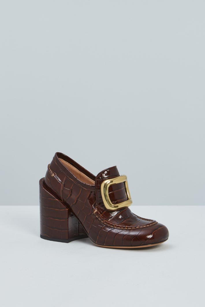 Mocassini con tacco - CIOCCOLATO ORO - Fashion Market - 2