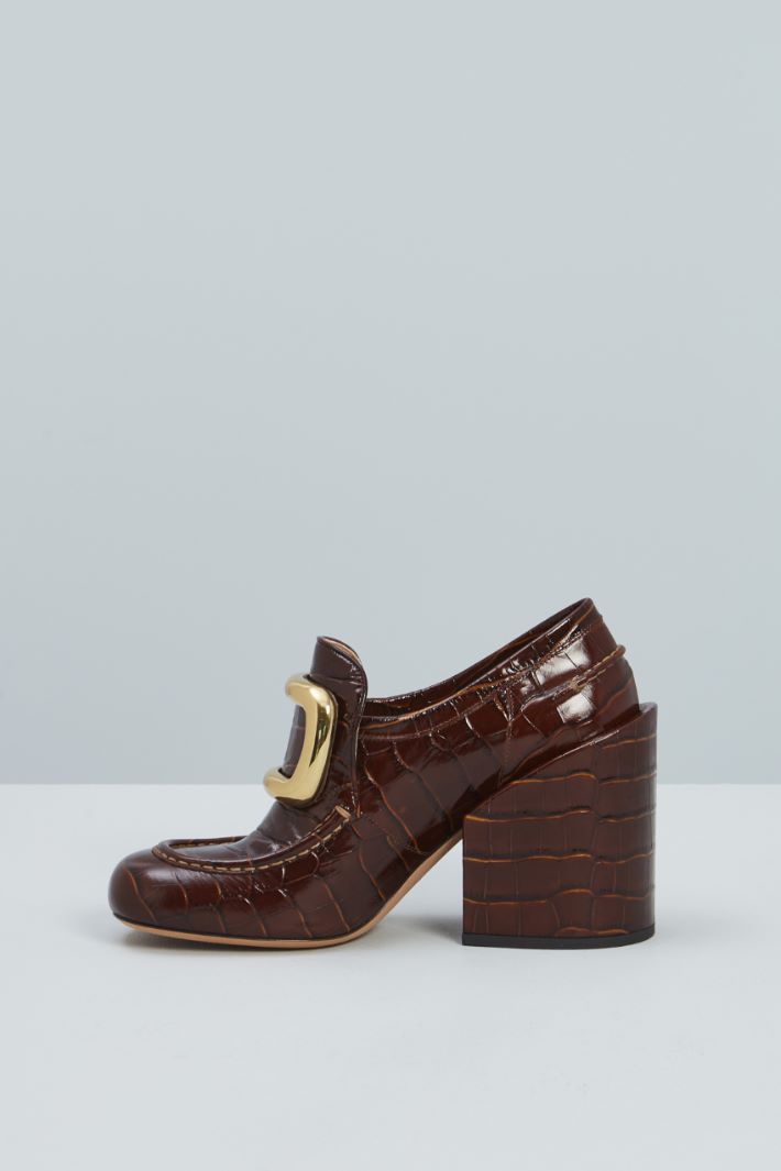 Mocassini con tacco - CIOCCOLATO ORO - Fashion Market - 3