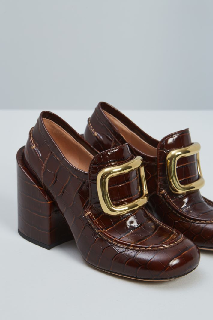Mocassini con tacco - CIOCCOLATO ORO - Fashion Market - 4