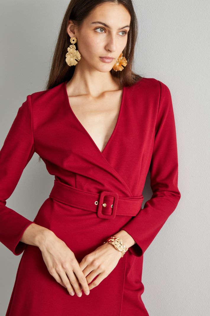 Abito incrociato in jersey - ROSSO FUOCO - Fashion Market - 3
