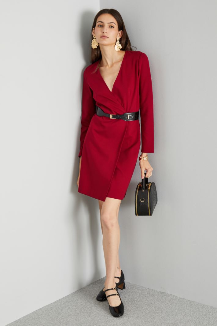 Abito incrociato in jersey - ROSSO FUOCO - Fashion Market