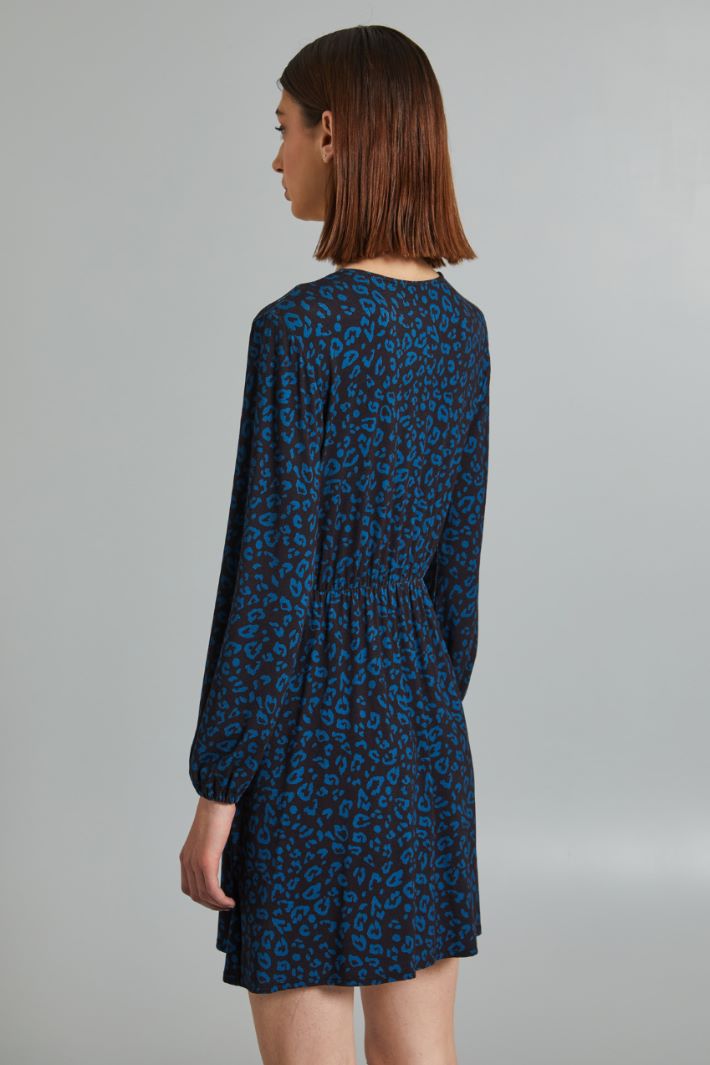 Abito in jersey con cintura - BLU NERO - Fashion Market - 4