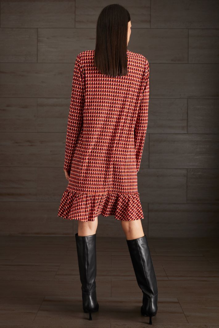 Abito jersey creponne - ROSSO ARANCIONE NERO - Fashion Market - 4
