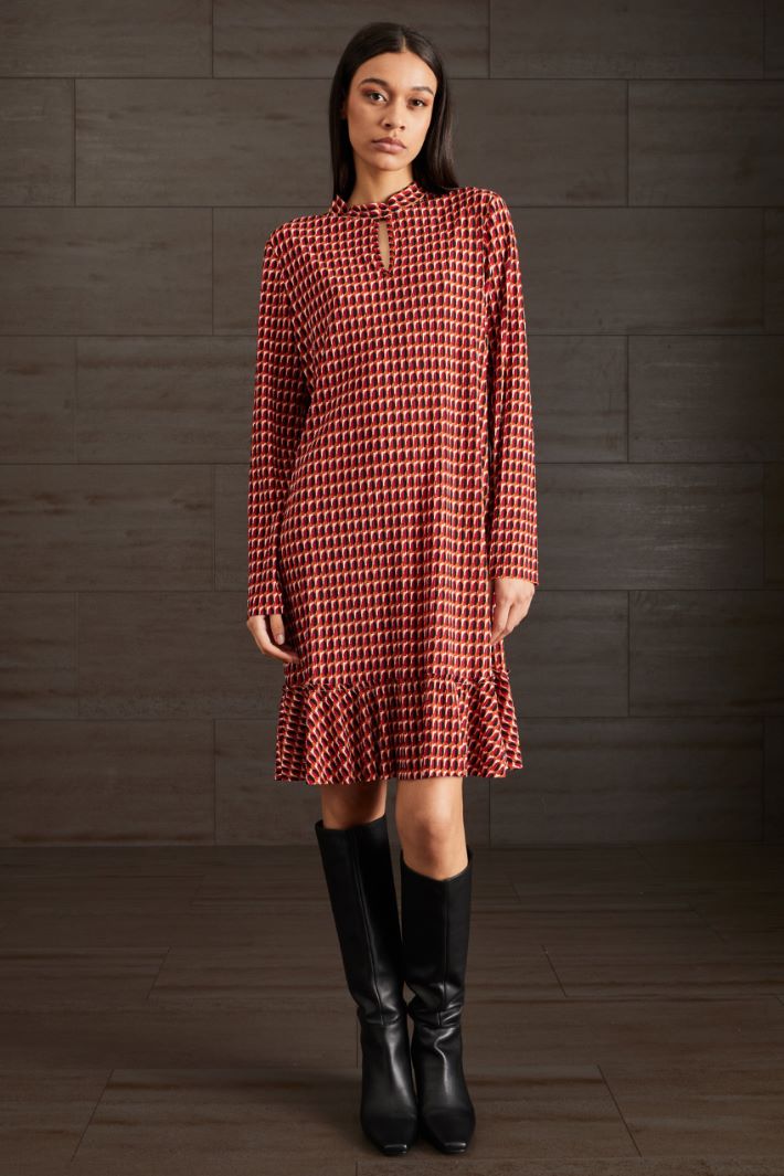 Abito jersey creponne - ROSSO ARANCIONE NERO - Fashion Market - 2