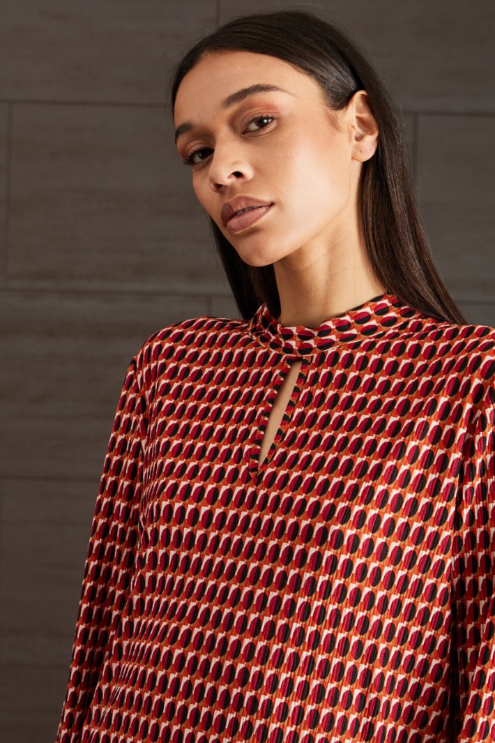 Abito jersey creponne - ROSSO ARANCIONE NERO - Fashion Market - 3