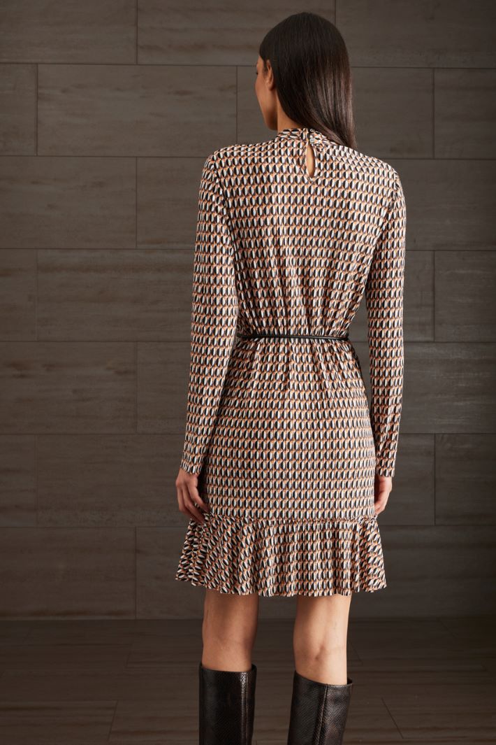 Abito jersey creponne - ARANCIONE GRIGIO NERO - Fashion Market - 4