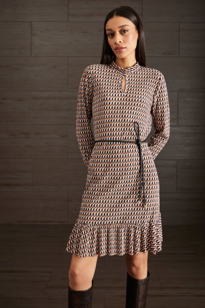 Abito jersey creponne - ARANCIONE GRIGIO NERO - Fashion Market - 2