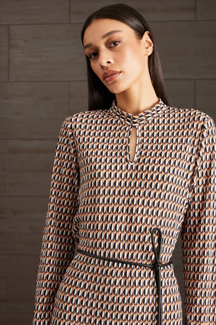 Abito jersey creponne - ARANCIONE GRIGIO NERO - Fashion Market - 3
