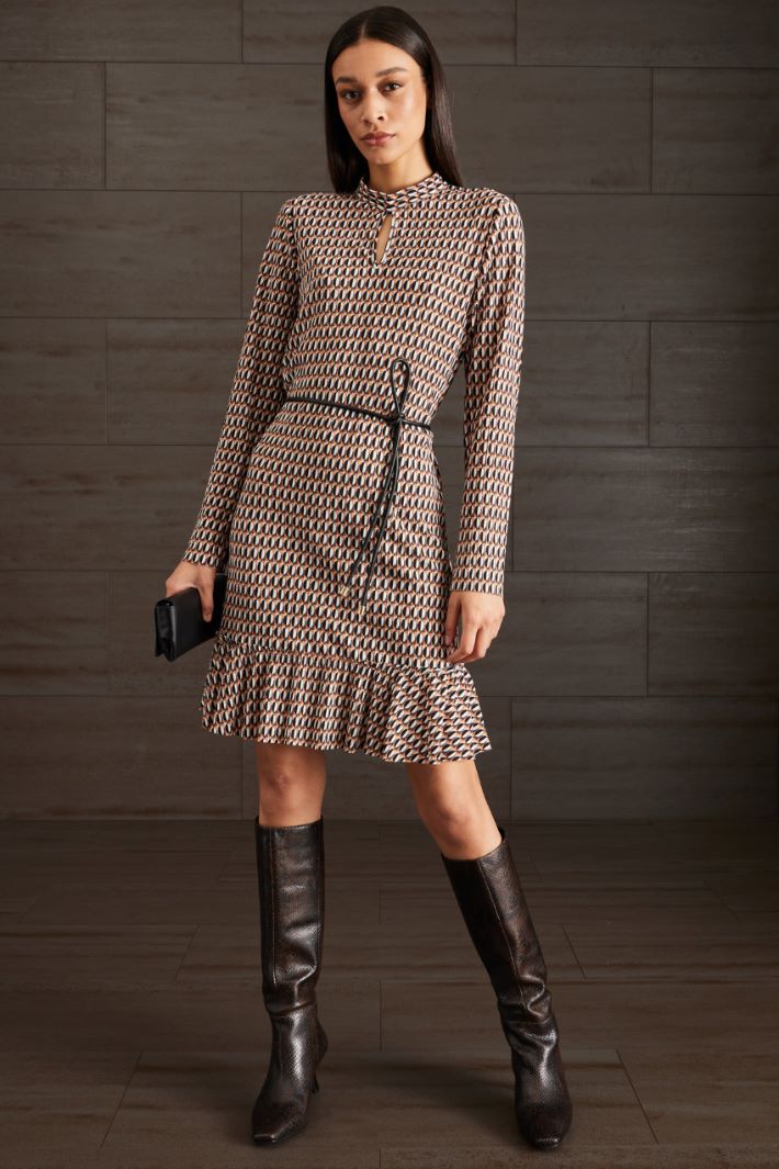 Abito jersey creponne - ARANCIONE GRIGIO NERO - Fashion Market