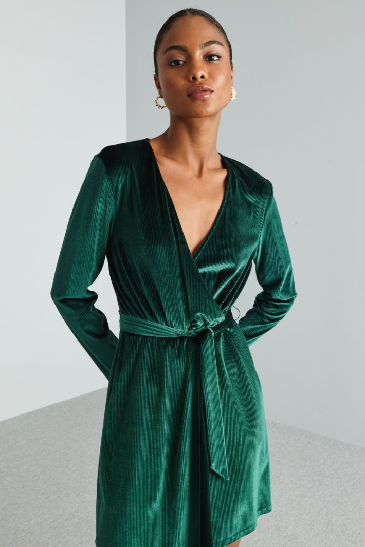 Abito corto in velluto - VERDE - Fashion Market - 2