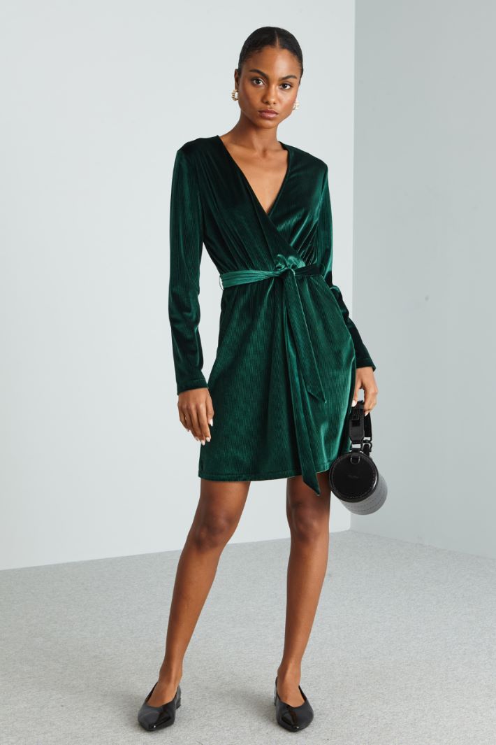 Abito corto in velluto - VERDE - Fashion Market
