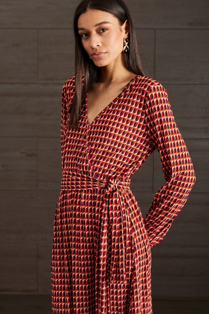 Abito in jersey stampato - ROSSO ARANCIONE NERO - Fashion Market - 3