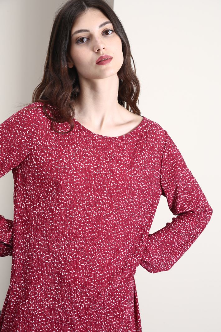 Abito in jersey plissé - BORDEAUX - Fashion Market