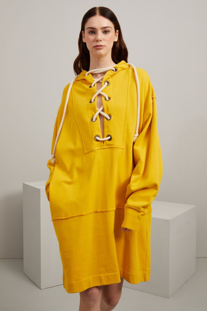 Abito corto stile felpa - GIALLO SENAPE - Fashion Market - 2