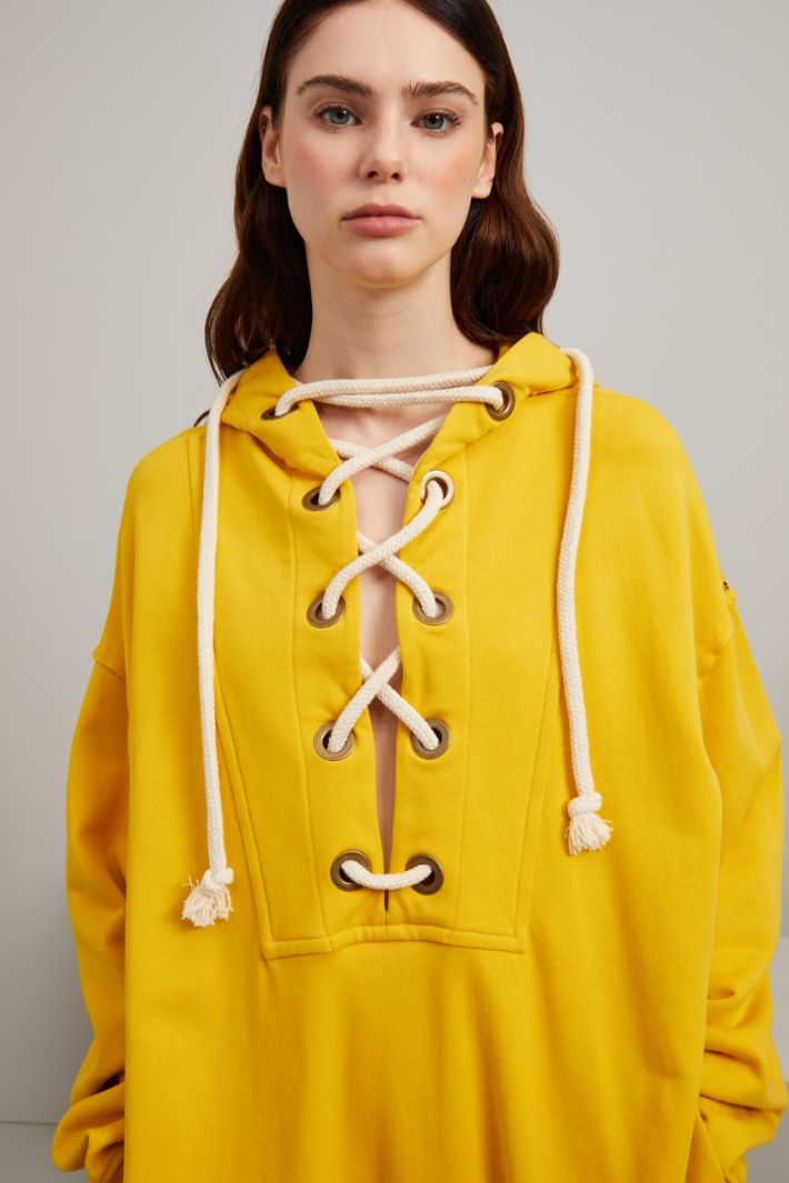 Abito corto stile felpa - GIALLO SENAPE - Fashion Market - 3