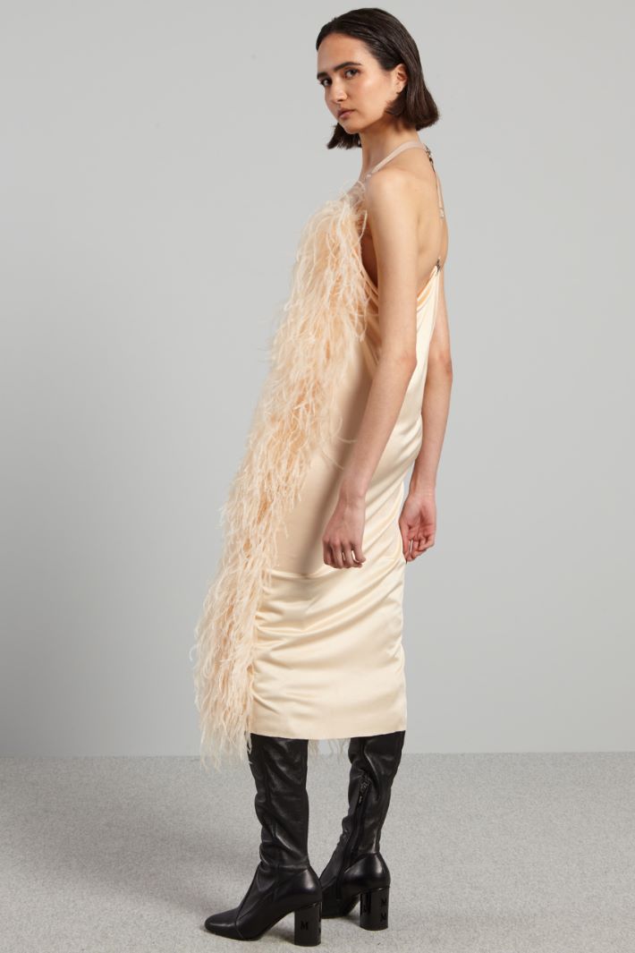 Abito con boa di piume - ROSA CIPRIA - Fashion Market - 4