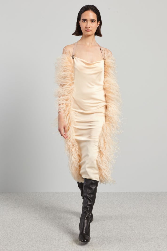 Abito con boa di piume - ROSA CIPRIA - Fashion Market - 2