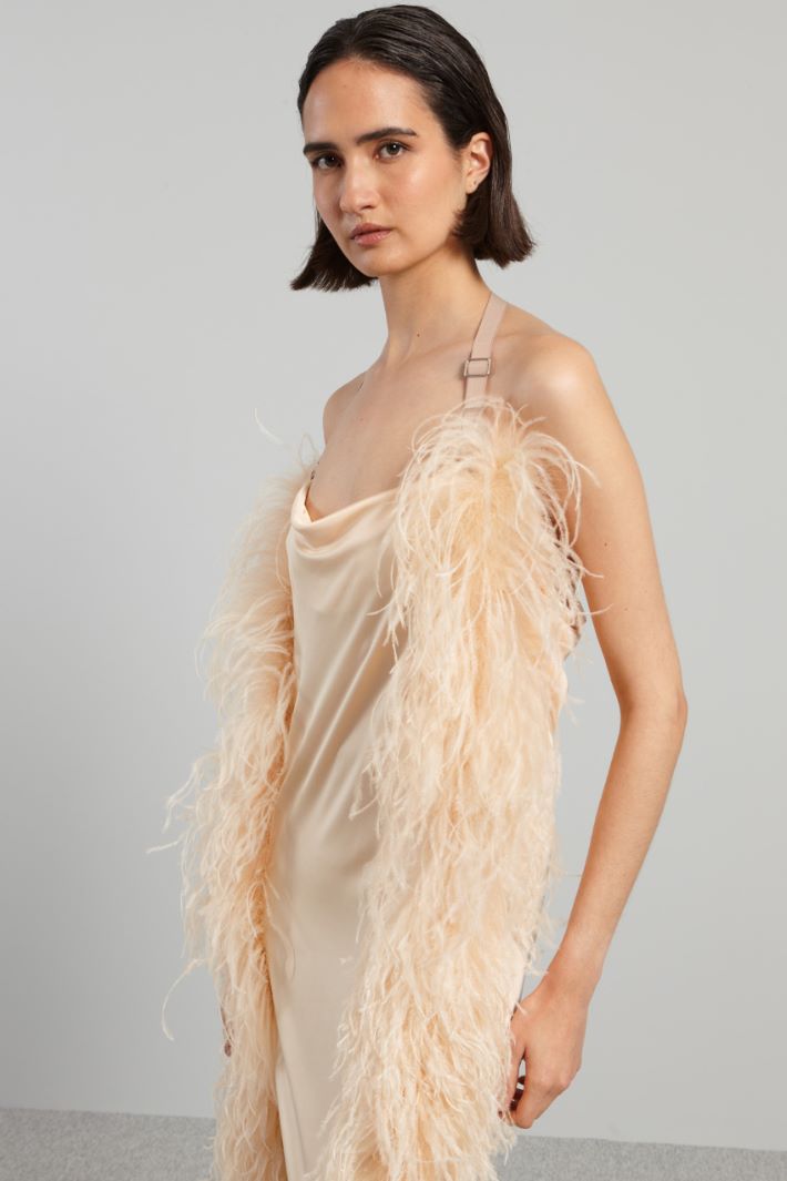 Abito con boa di piume - ROSA CIPRIA - Fashion Market - 3