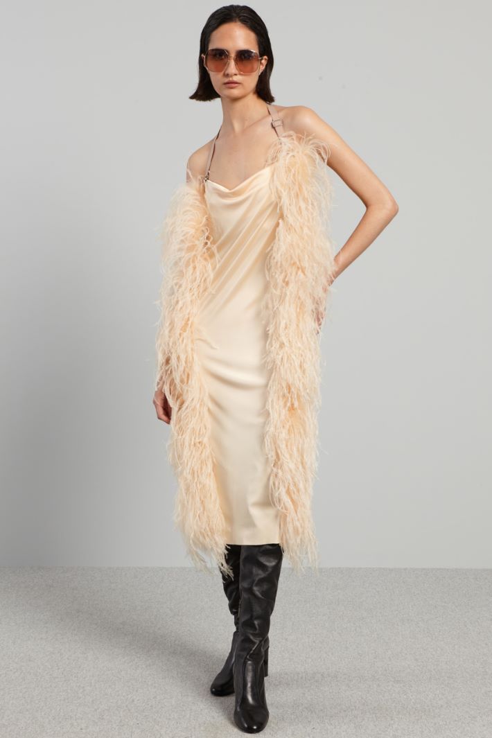 Abito con boa di piume - ROSA CIPRIA - Fashion Market