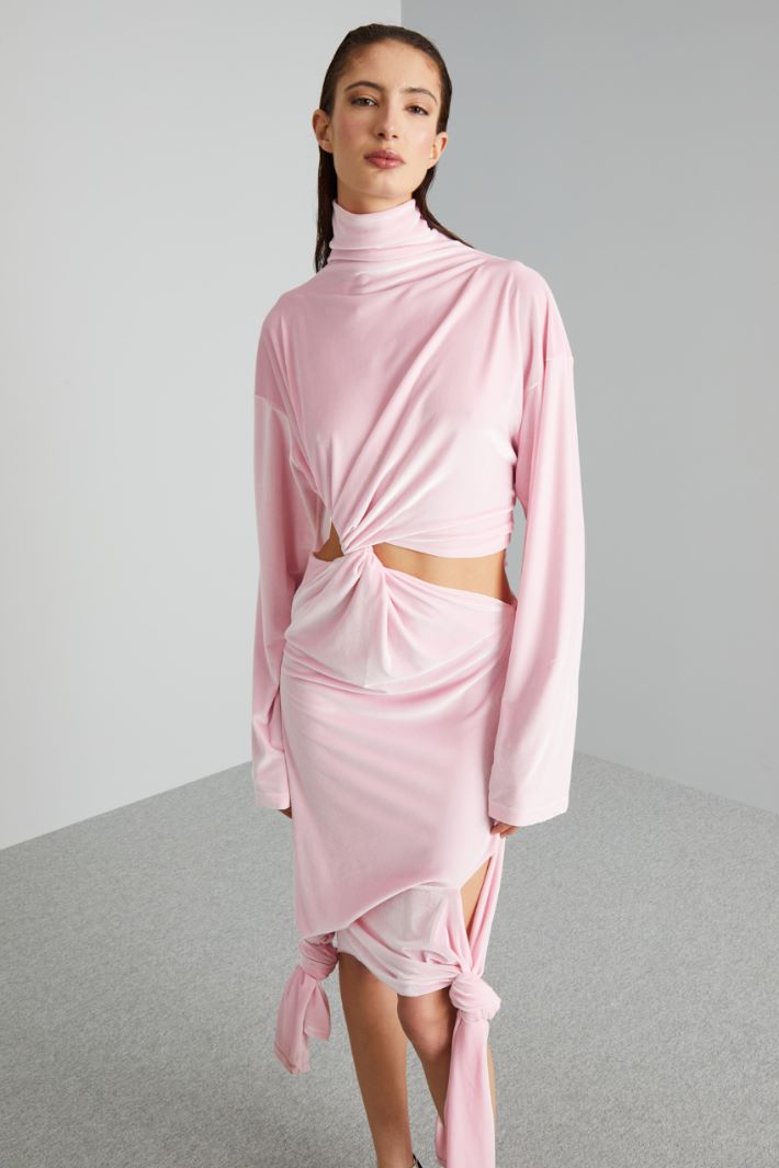 Abito in velluto con aperture - ROSA - Fashion Market - 2