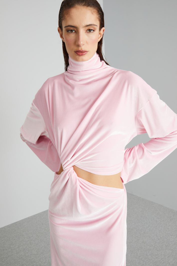 Abito in velluto con aperture - ROSA - Fashion Market - 3