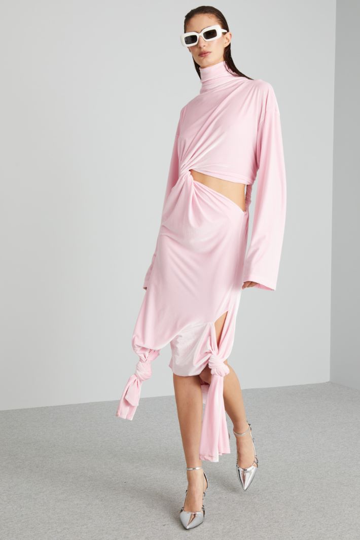 Abito in velluto con aperture - ROSA - Fashion Market