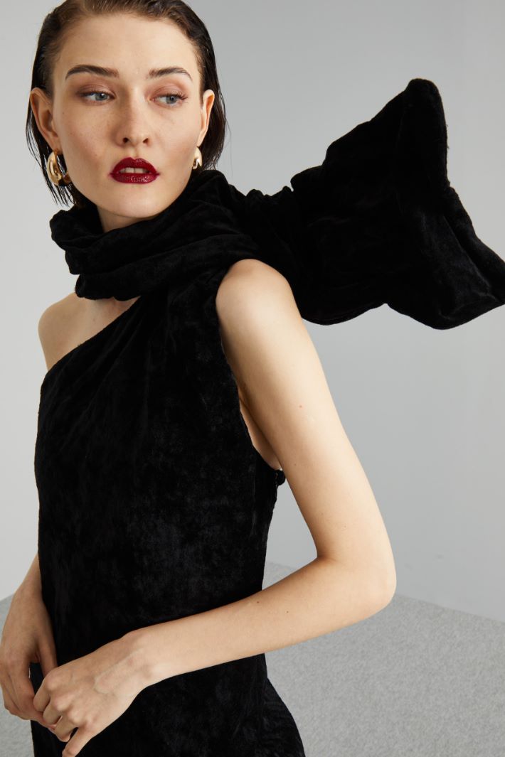 Abito monospalla in velluto - NERO - Fashion Market - 2
