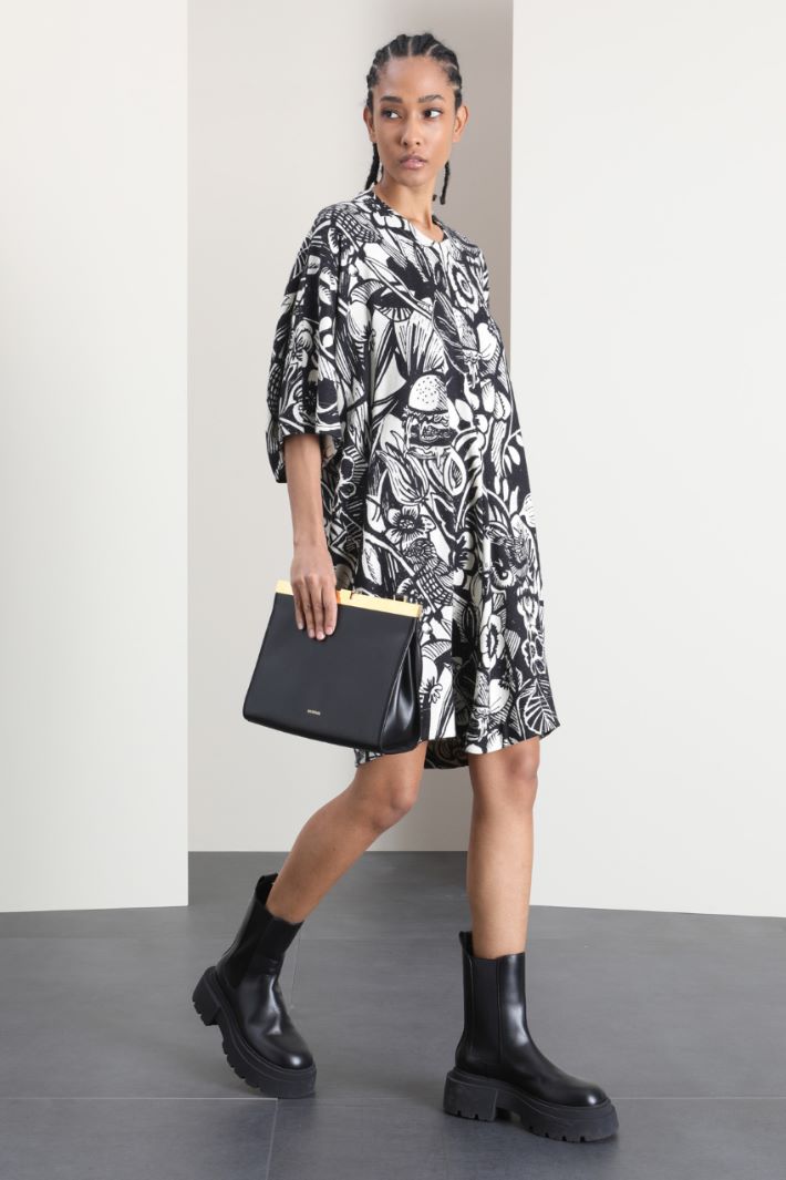 Abito over in maglia di lana - NERO BIANCO - Fashion Market