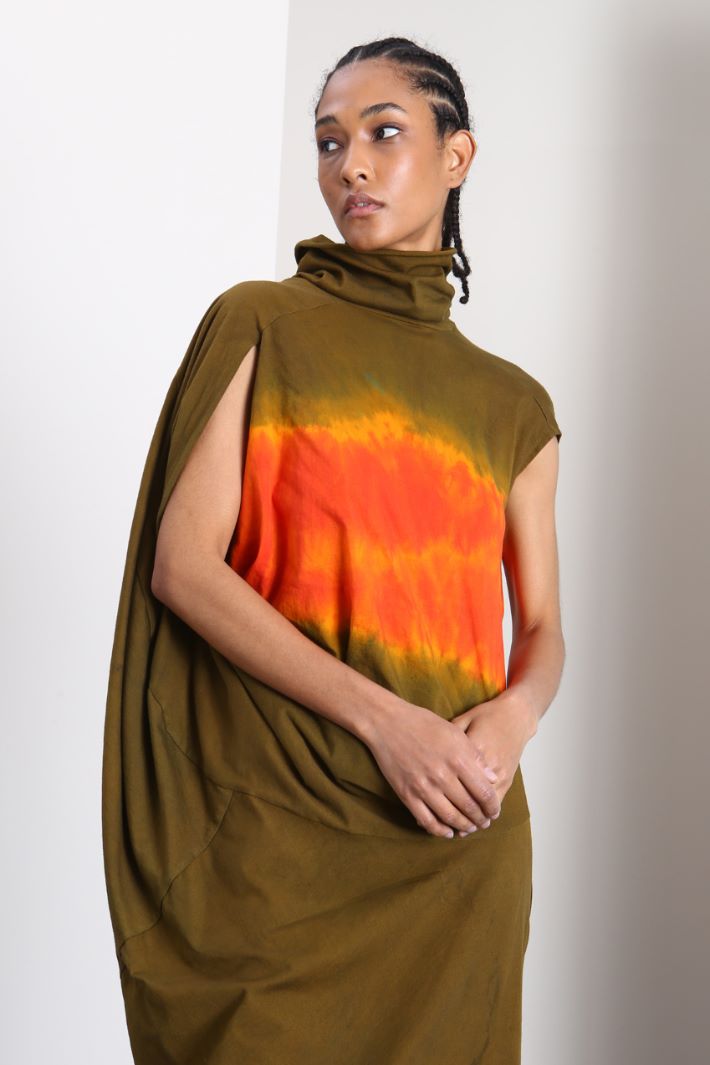 Abito asimmetrico in jersey - VERDE KAKI ARANCIONE - Fashion Market - 4