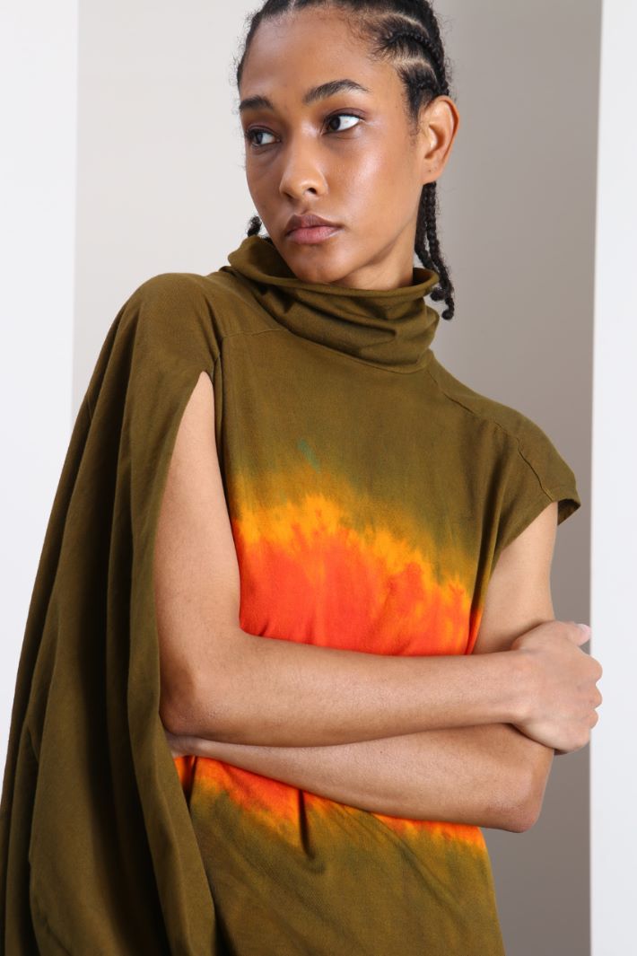 Abito asimmetrico in jersey - VERDE KAKI ARANCIONE - Fashion Market - 3
