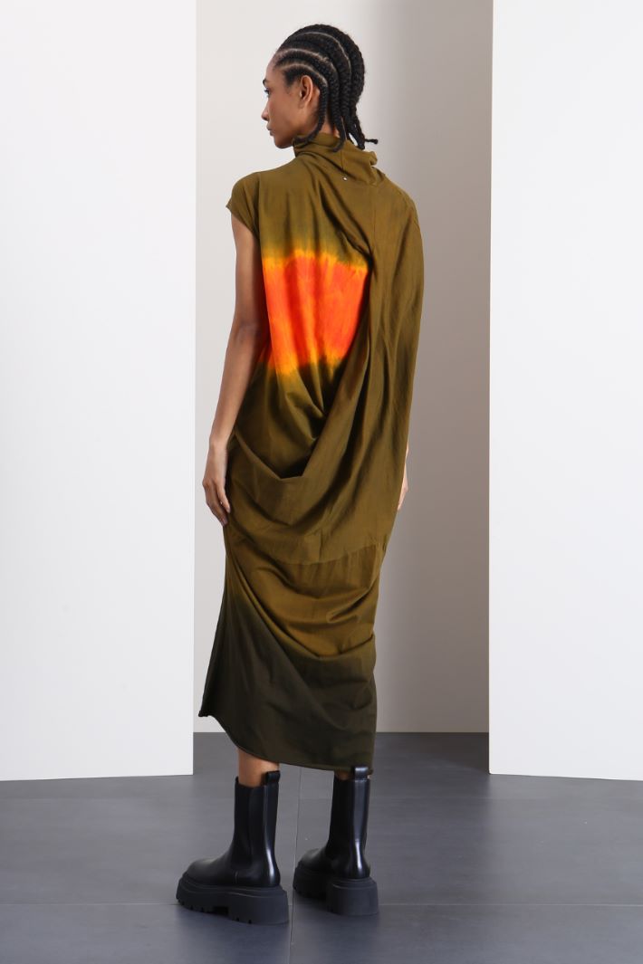 Abito asimmetrico in jersey - VERDE KAKI ARANCIONE - Fashion Market - 2